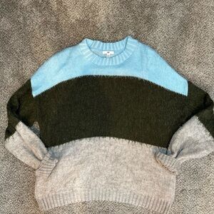 Colorblock Sweater in Blue, Green, and Gray